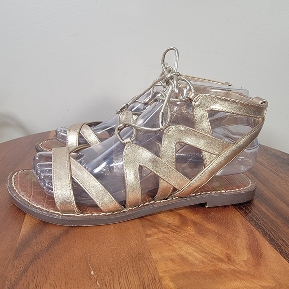 Sam Edelman Gemma Gold Strappy Sandals Size 6 Gladiator Metallic Casual Summer - Picture 3 of 10